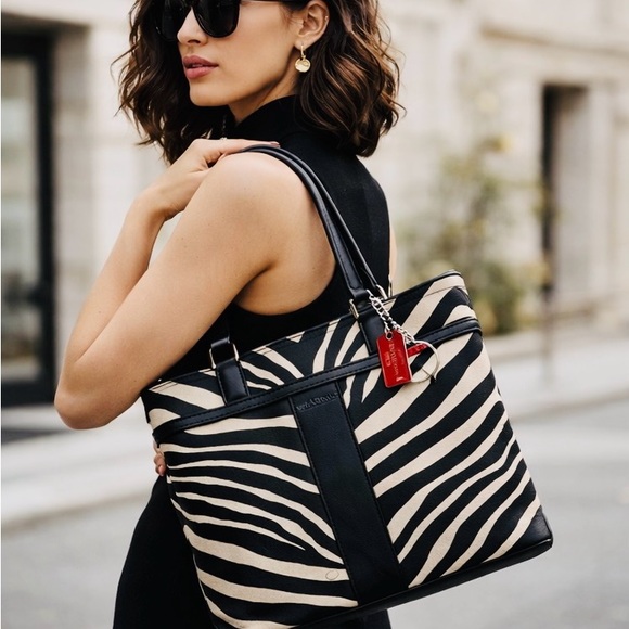 Coach Handbags - Coach Rare Signature Zebra Print Luxe Shoulder Bag | Designer Timeless